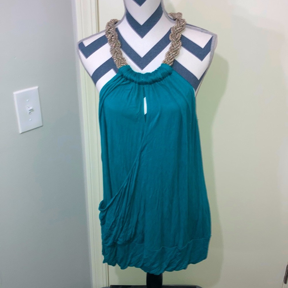 Torrid Women’s Vintage Teal Metallic Halter Top Plus‎ Size 3X